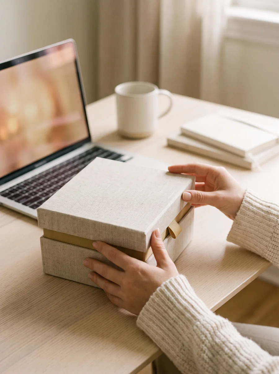 Opening a premium branded gift chosen online